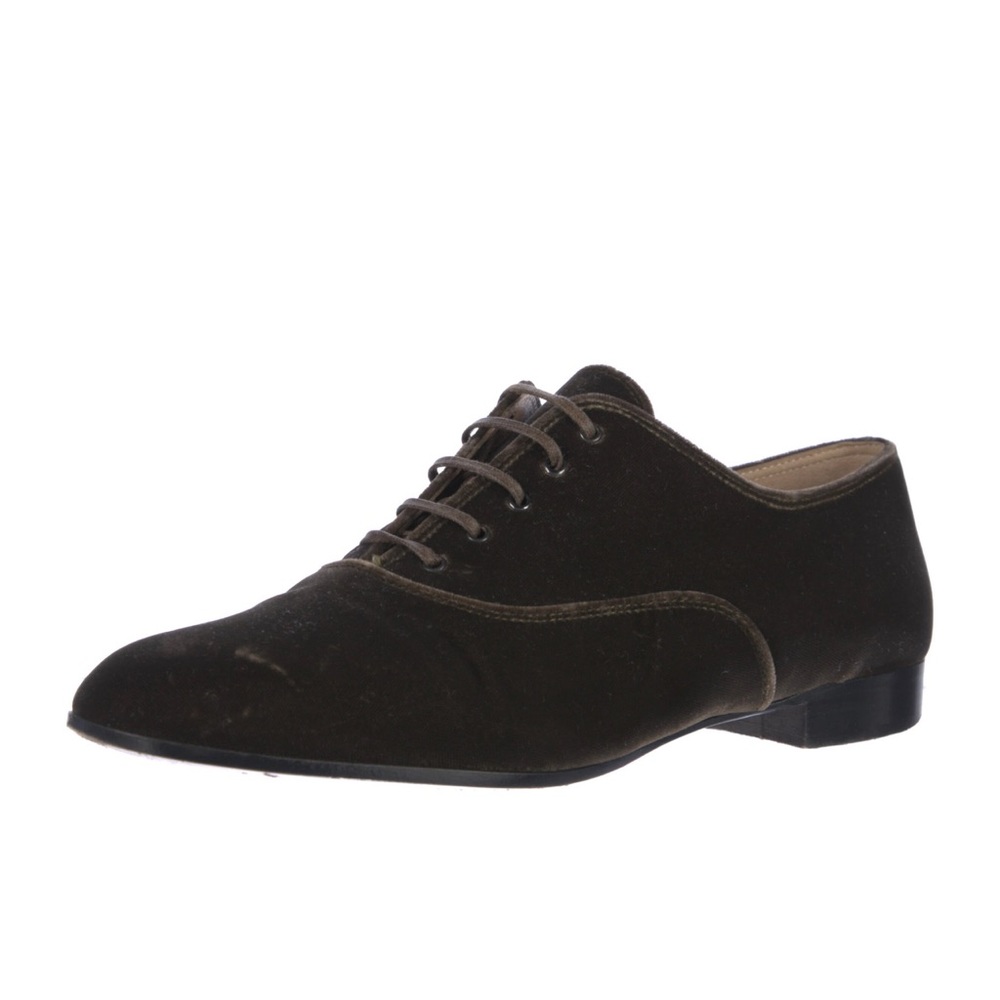 Gianvito Rossi Olive green velvet Oxford Loafers